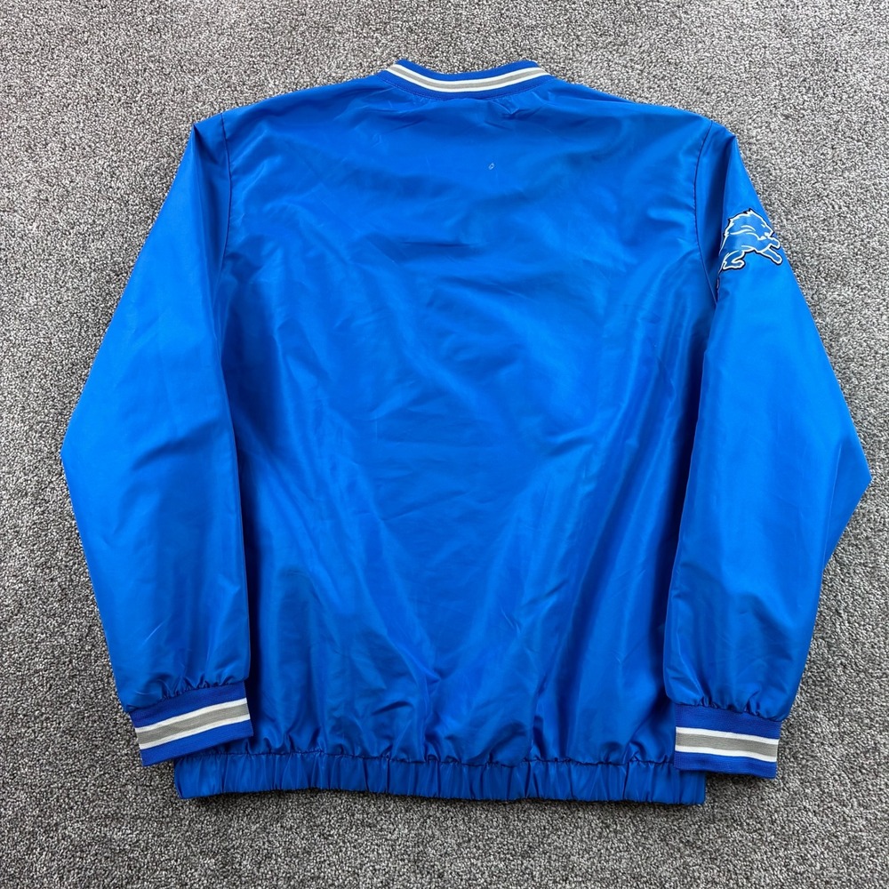 NFL Detroit Lions V-Neck Windbreaker Jacket Mens XL Blue Pullover Football - Picture 6 of 7